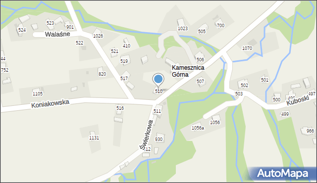 Kamesznica, Koniakowska, 510, mapa Kamesznica