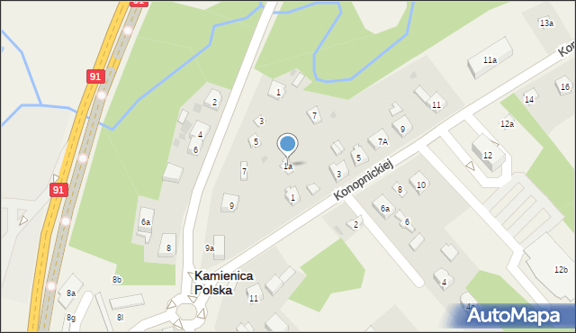 Kamienica Polska, Konopnickiej Marii, 1a, mapa Kamienica Polska