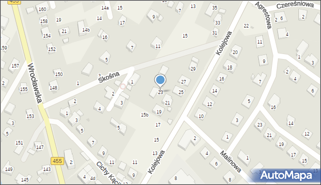 Kamieniec Wrocławski, Kolejowa, 23, mapa Kamieniec Wrocławski