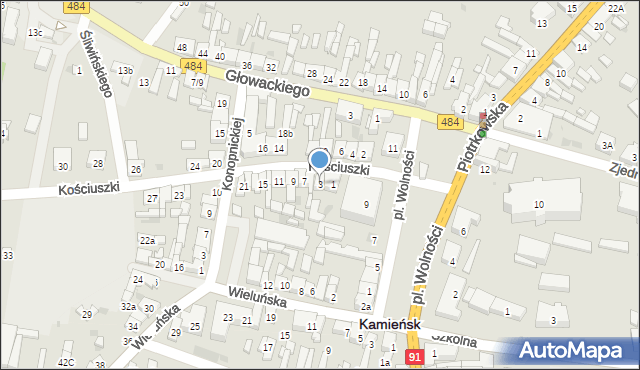 Kamieńsk, Kościuszki Tadeusza, gen., 3, mapa Kamieńsk