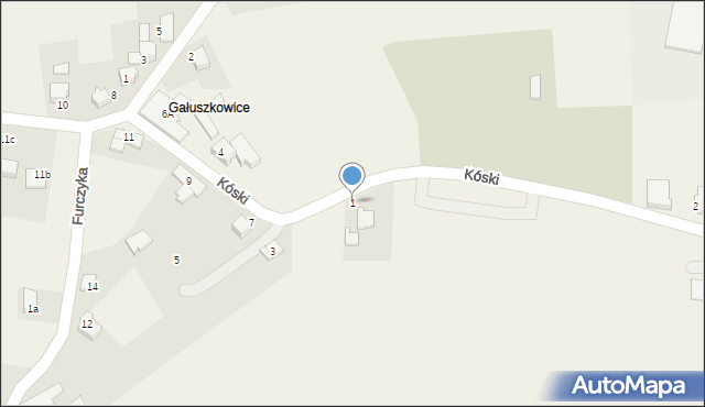 Kaniów, Kóski Stefana, 1, mapa Kaniów