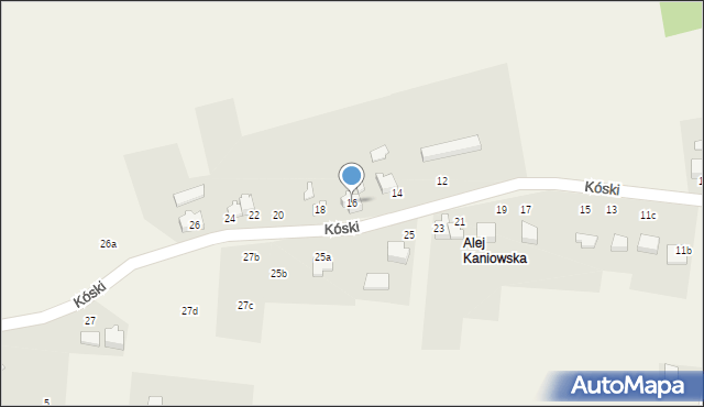 Kaniów, Kóski Stefana, 16, mapa Kaniów