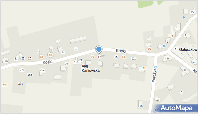 Kaniów, Kóski Stefana, 17, mapa Kaniów