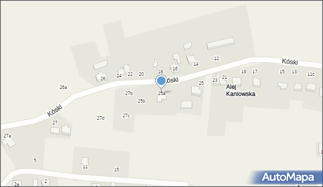 Kaniów, Kóski Stefana, 25a, mapa Kaniów