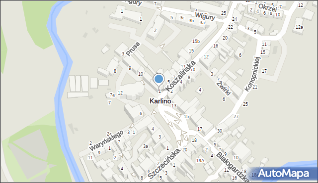 Karlino, Koszalińska, 1, mapa Karlino