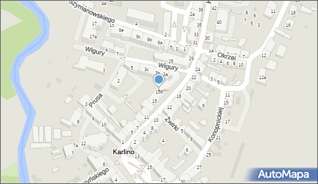 Karlino, Koszalińska, 15b, mapa Karlino