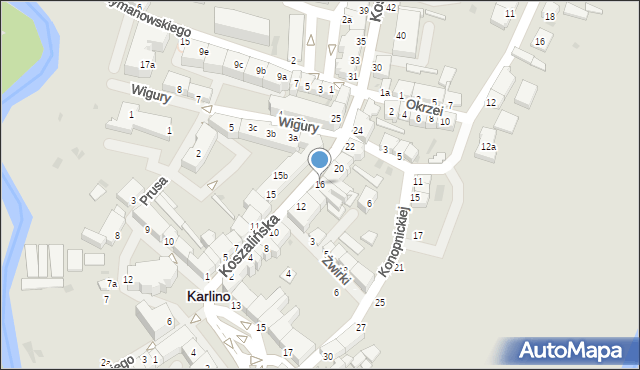 Karlino, Koszalińska, 16, mapa Karlino