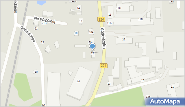 Kartuzy, Kościerska, 22, mapa Kartuzy