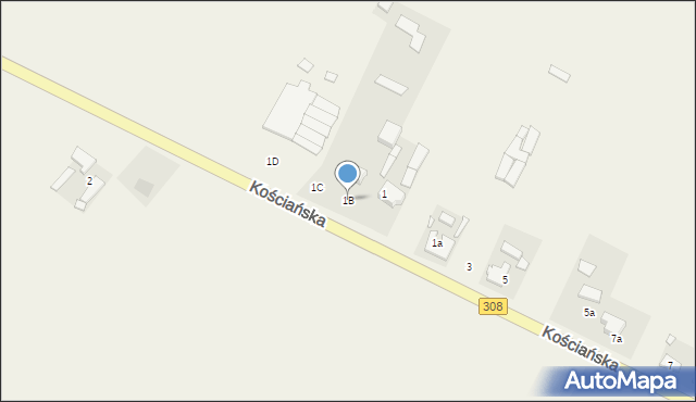 Katarzynin, Kościańska, 1B, mapa Katarzynin