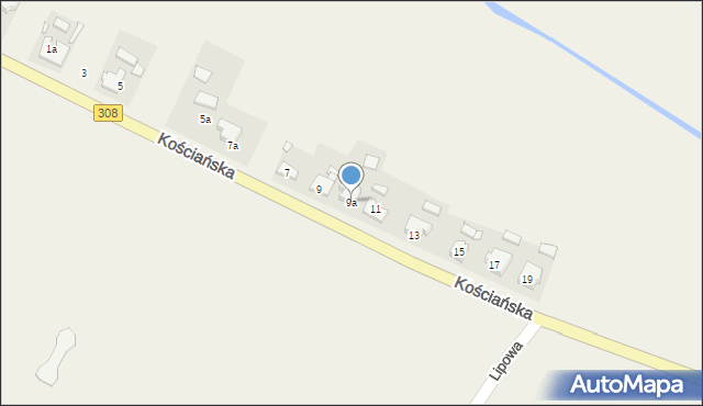 Katarzynin, Kościańska, 9a, mapa Katarzynin