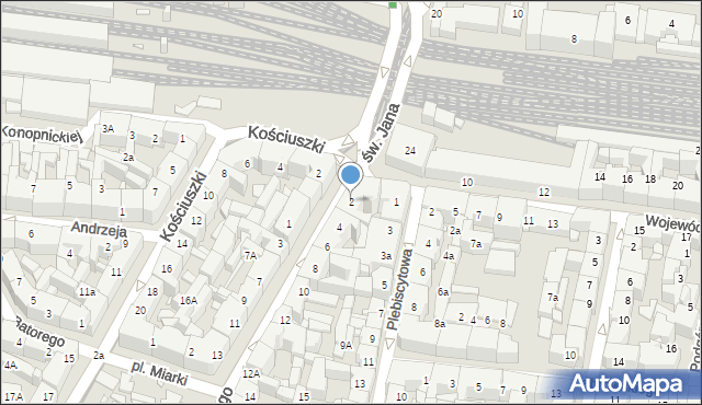 Katowice, Kochanowskiego Jana, 2, mapa Katowic