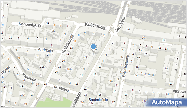 Katowice, Kochanowskiego Jana, 3, mapa Katowic