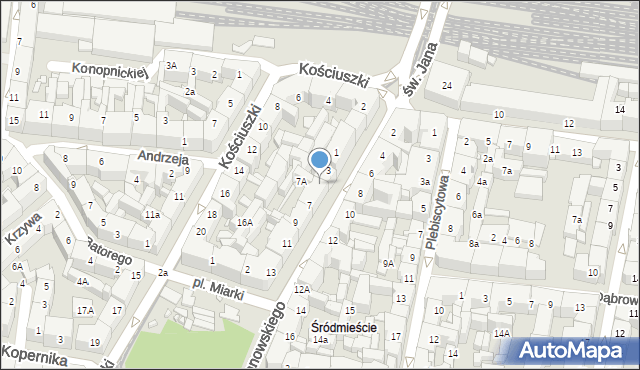 Katowice, Kochanowskiego Jana, 5, mapa Katowic