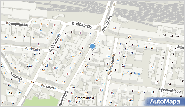 Katowice, Kochanowskiego Jana, 6, mapa Katowic
