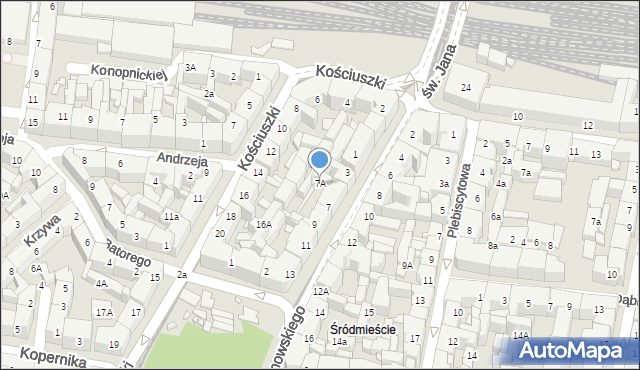 Katowice, Kochanowskiego Jana, 7A, mapa Katowic