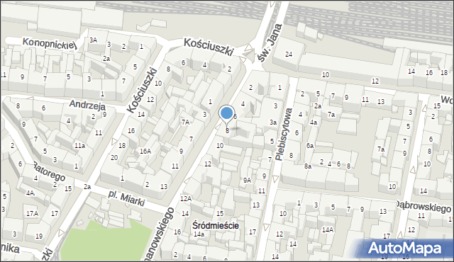 Katowice, Kochanowskiego Jana, 8, mapa Katowic