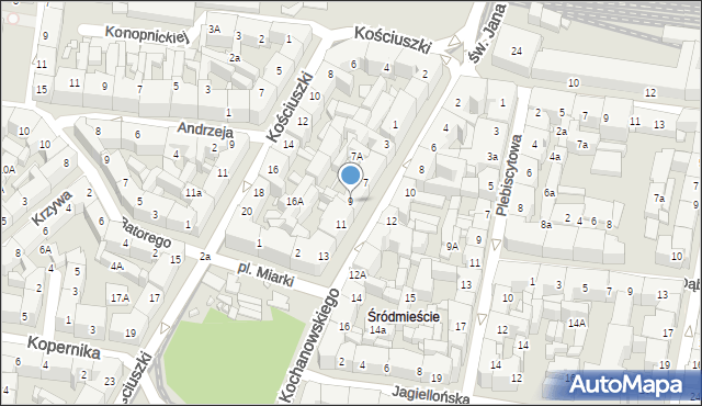 Katowice, Kochanowskiego Jana, 9, mapa Katowic