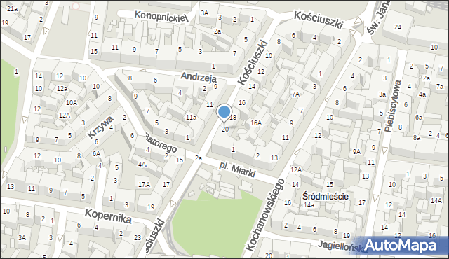 Katowice, Kościuszki Tadeusza, gen., 20, mapa Katowic