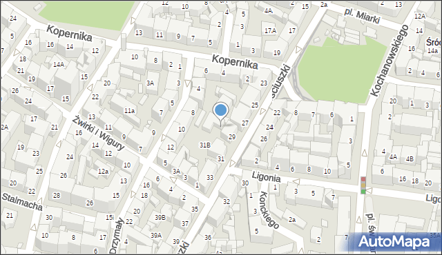 Katowice, Kościuszki Tadeusza, gen., 29A, mapa Katowic