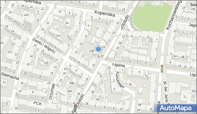 Katowice, Kościuszki Tadeusza, gen., 31, mapa Katowic