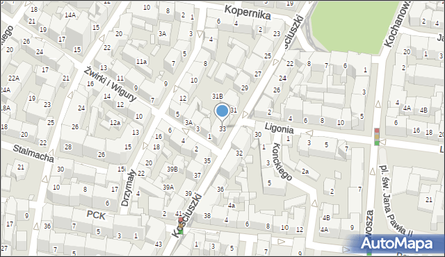 Katowice, Kościuszki Tadeusza, gen., 33, mapa Katowic