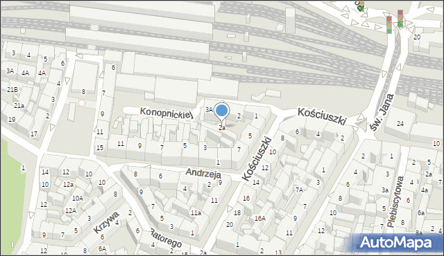 Katowice, Konopnickiej Marii, 2a, mapa Katowic