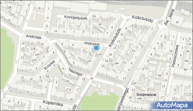 Katowice, Kościuszki Tadeusza, gen., 11, mapa Katowic