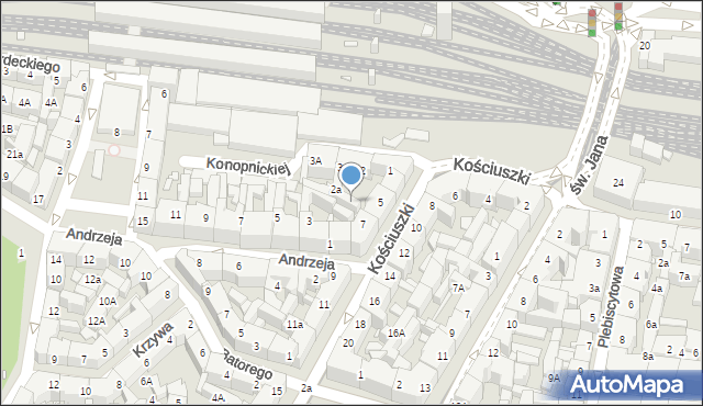 Katowice, Kościuszki Tadeusza, gen., 5A, mapa Katowic