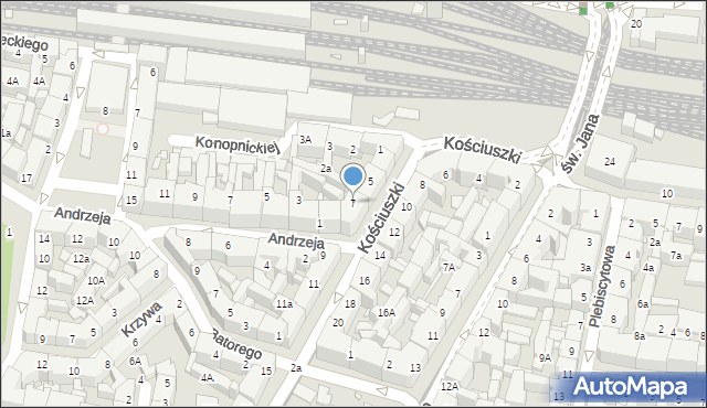 Katowice, Kościuszki Tadeusza, gen., 7, mapa Katowic