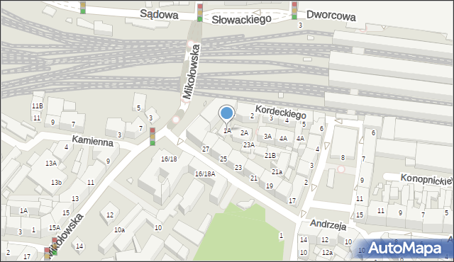 Katowice, Kordeckiego Augustyna, ks., 1A, mapa Katowic