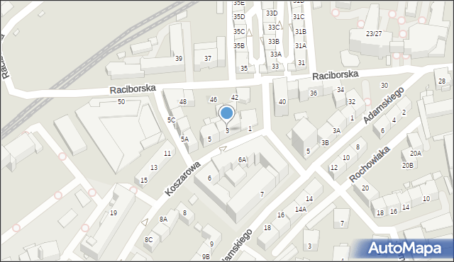 Katowice, Koszarowa, 3, mapa Katowic