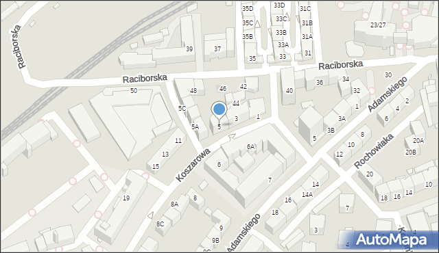 Katowice, Koszarowa, 5, mapa Katowic