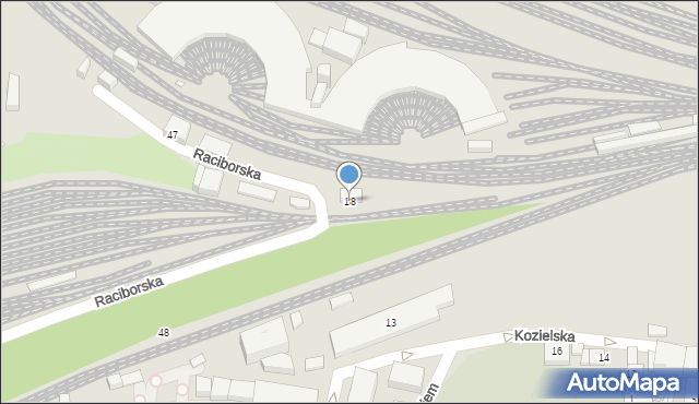 Katowice, Kozielska, 18, mapa Katowic