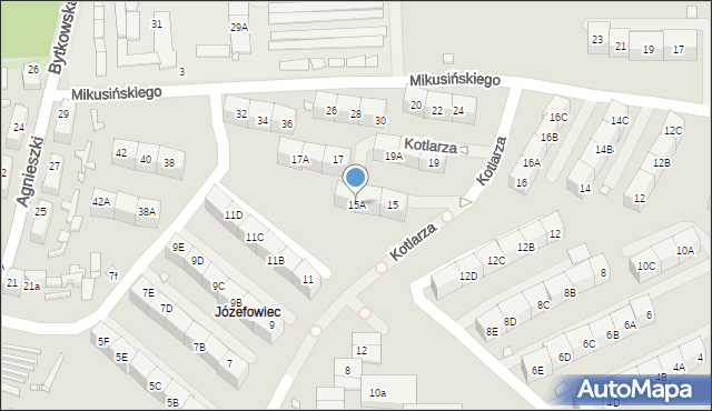 Katowice, Kotlarza Tomasza, 15A, mapa Katowic
