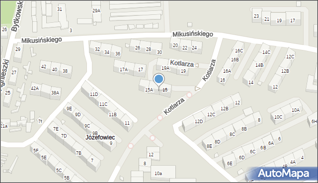 Katowice, Kotlarza Tomasza, 15B, mapa Katowic