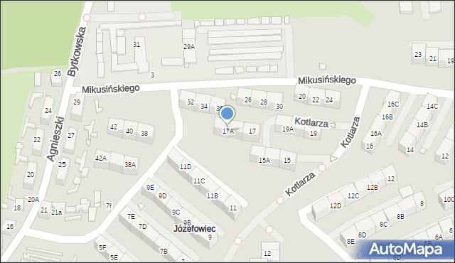 Katowice, Kotlarza Tomasza, 17A, mapa Katowic