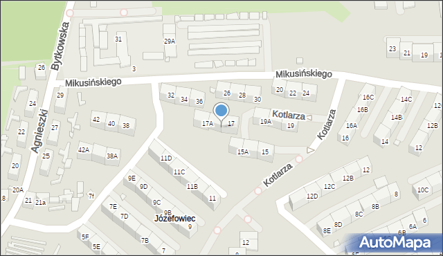 Katowice, Kotlarza Tomasza, 17B, mapa Katowic