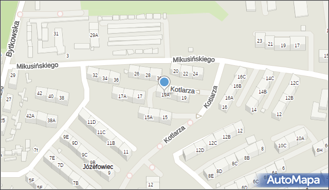 Katowice, Kotlarza Tomasza, 19A, mapa Katowic