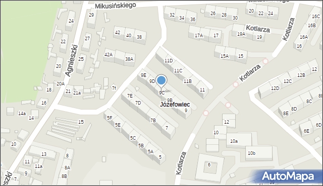 Katowice, Kotlarza Tomasza, 9C, mapa Katowic