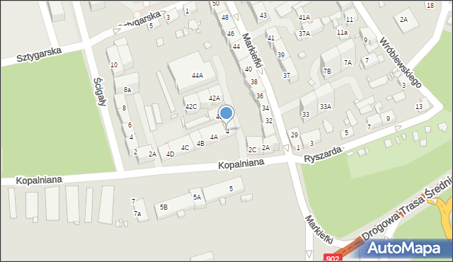Katowice, Kopalniana, 4, mapa Katowic