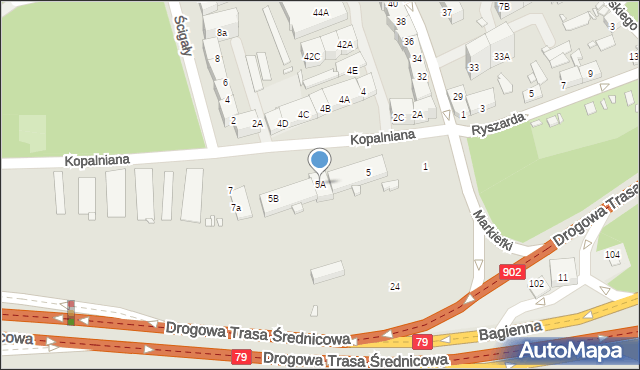 Katowice, Kopalniana, 5A, mapa Katowic