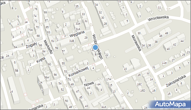 Katowice, Koniarkowej Zofii, 5, mapa Katowic