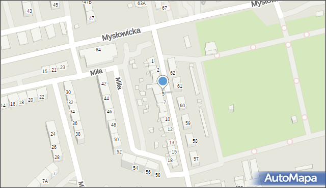 Katowice, Kosmiczna, 5, mapa Katowic