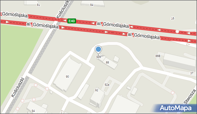 Katowice, Kościuszki Tadeusza, gen., 92b, mapa Katowic