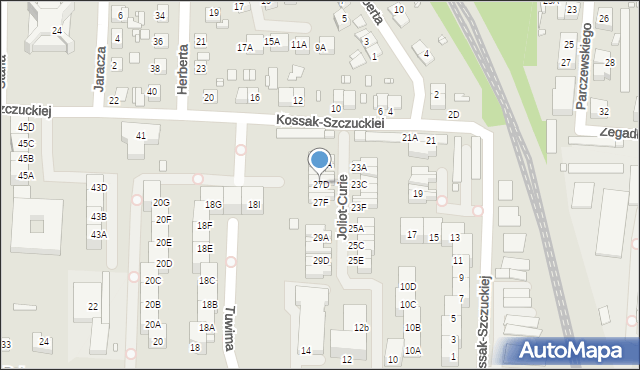Katowice, Kossak-Szczuckiej Zofii, 27D, mapa Katowic