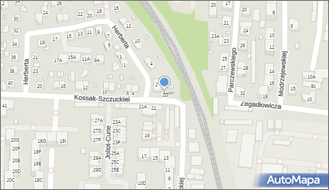 Katowice, Kossak-Szczuckiej Zofii, 2D, mapa Katowic