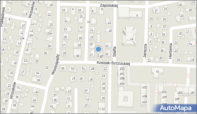 Katowice, Kossak-Szczuckiej Zofii, 32a, mapa Katowic