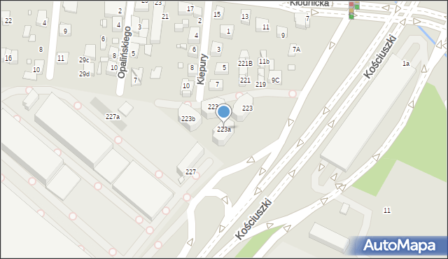 Katowice, Kościuszki Tadeusza, gen., 223a, mapa Katowic