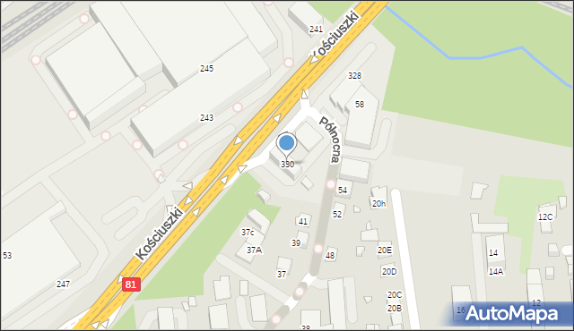Katowice, Kościuszki Tadeusza, gen., 330, mapa Katowic