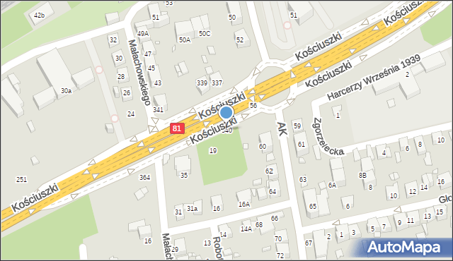 Katowice, Kościuszki Tadeusza, gen., 340, mapa Katowic